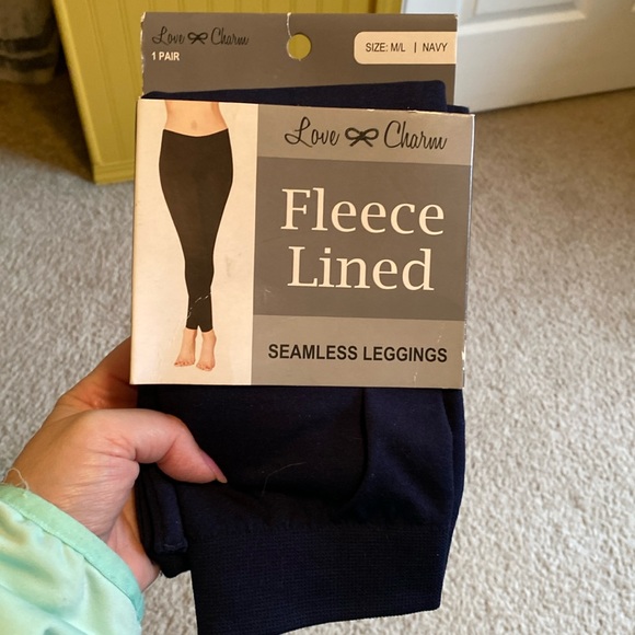 Fleece lined Navy tights - Picture 1 of 5